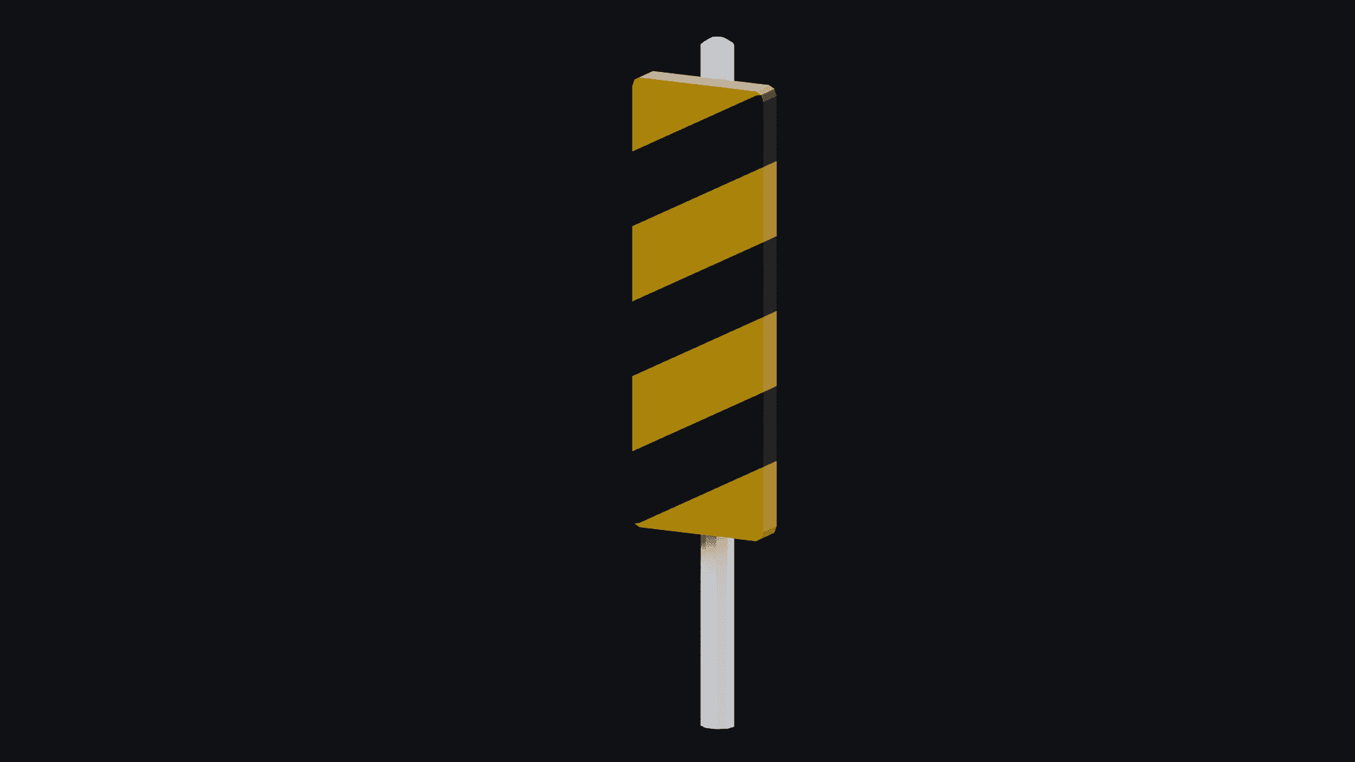 Low Poly Hazard Marker Post 3D Model – Roadside Warning Sign for Games